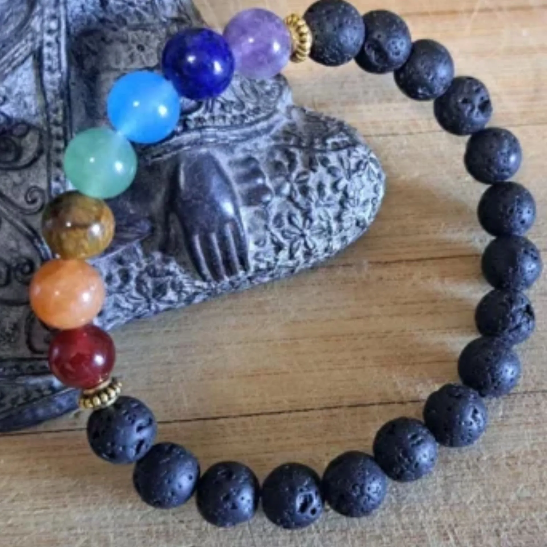 Pulseira 7 Chakras e Pedras Vulcânicas Pulseira 7 Chakras e Pedras Vulcânicas - Image 1