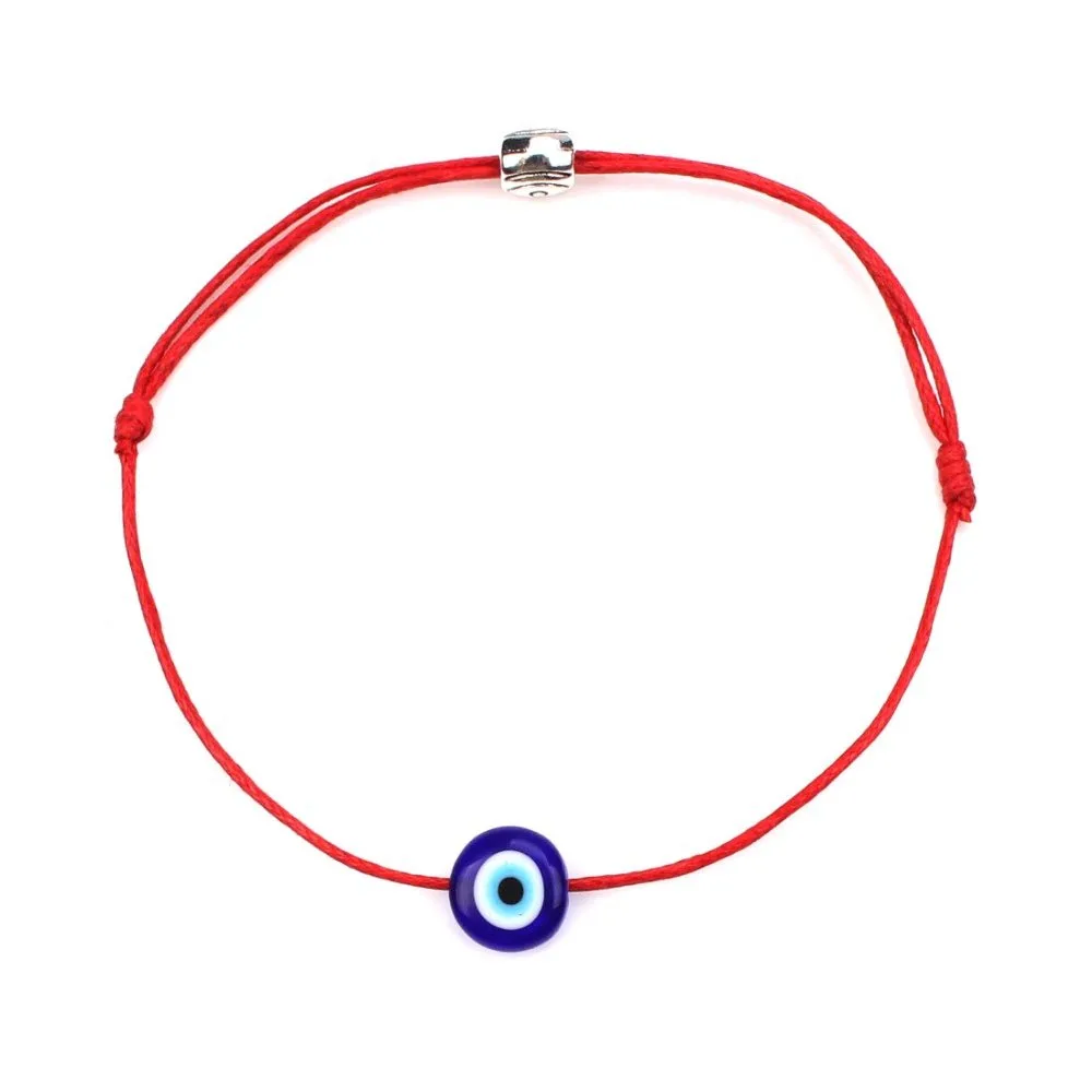 PulseiraOlhoTurcoSImplesVermelha.jpg Pulseira Olho Turco / Olho Grego - Proteção Mau Olhado - Cordão Vermelho - Image 1