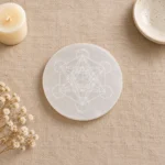 Base de selenita com cubo metatron