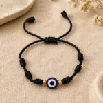 Pulseira dos 7 nós com olho turco em preto