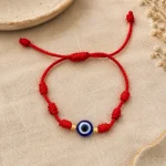 Pulseira dos 7 nós com olho turco em vermelho