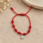 Pulseira dos 7 Nós com Trevo da Sorte prateado