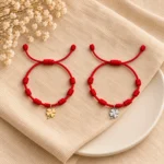 Pulseira dos 7 Nós com Trevo da Sorte dourado e prateado